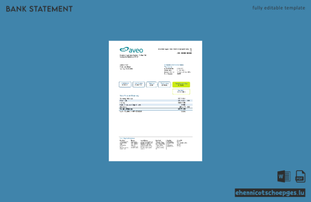 Australien Aveo Kontoauszug – Beispielansicht (1 Seite)